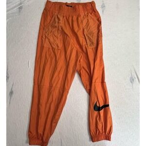 Nike Men's Orange Lightweight Jogger Pants Size M Elastic Waist Cuffed Swoosh